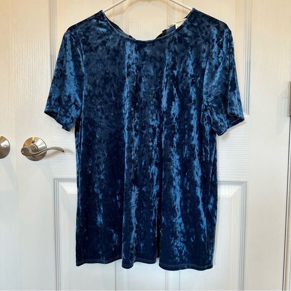 Beachlunchlounge Blue Velvet Short Sleeve Top - Picture 2 of 7